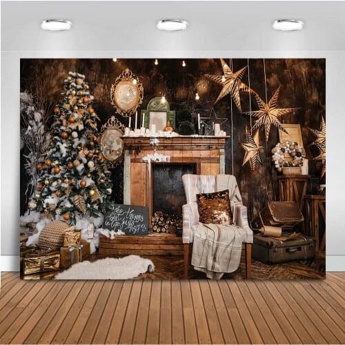 Photography backdrop Christmas Tree Background for Photo Studio Fireplace Photobooth Studio Xmas Tree Backdrop for Photo Shoot