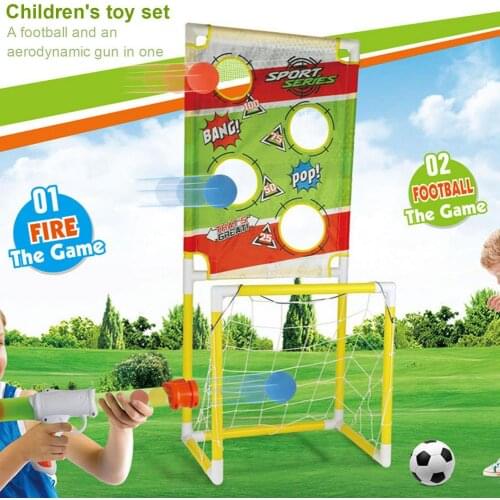 Football Goal Shooting Game Toy Gun Set Outdoor Sports Parent-child Interactive Toy With Vertical Shooting Target 6 Foam Balls