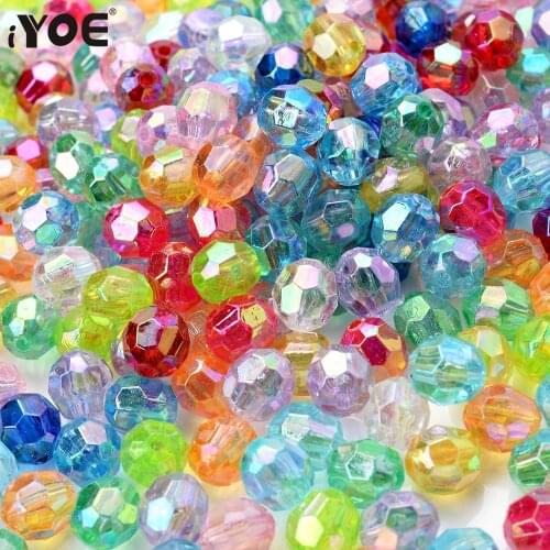 IYOE 100pcs/Lot 6/8mm Mix Color Geometric Acrylic Beads Loose Spacer AB Beads For Jewelry Making DIY Bracelet Accessories