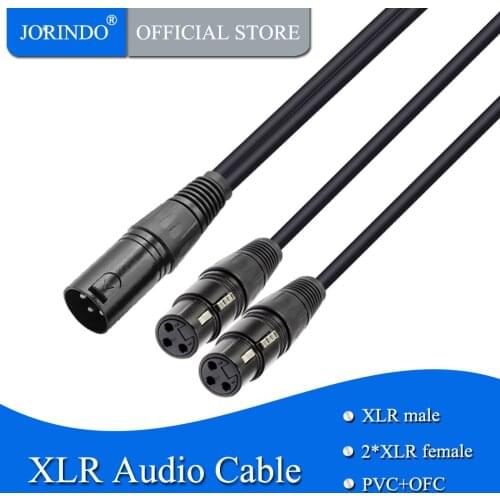 JORINDO 0.3M/0.98FT Extend XLR to dual XLR audio conversion cable,XLR 3 pin male to 2 XLR 3 hole female Microphone audio cable