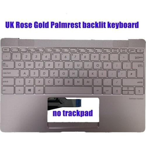 UK Rose Gold Palmrest Backlit keyboard for Asus Zenbook 3 UX390UA UX390UAK 90NB0CZ2-R31UK1