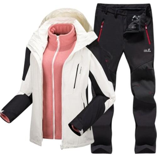 Ski suit womens Outdoor jacket & Hiking Pants Thermal raincoat Fleece liner Parka Windproof waterproof mountaineering suit