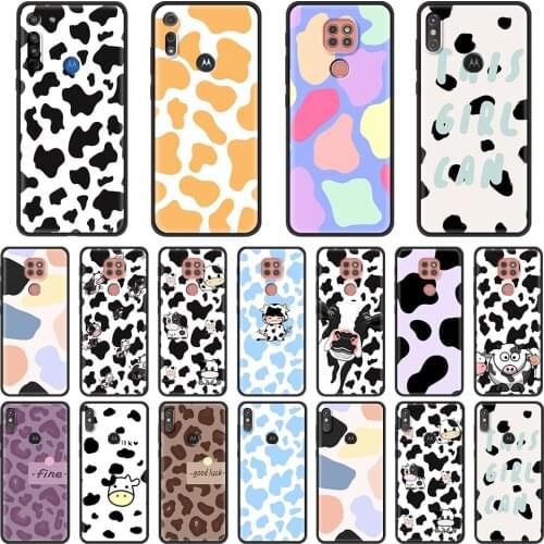 Cute cow spots Case For Motorola Fusion G8 Power Lite One Hyper G9 G E7 Play Edge Plus E6s Silicone Soft Black Cover