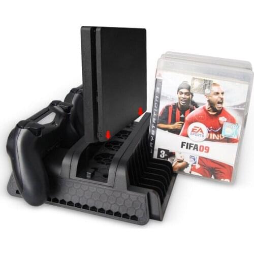 Multifunctional Vertical Stand Holder Dual USB Port Charger Charging Dock Station Stand Base With 3 Cooling Fan for PS4/Pro/Slim