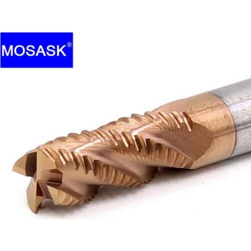 MOSASK 1PCS 4 Flutes HRC55 Processing Stainless Steel 6 8 10 12 mm Solid Tungsten Steel Carbide Router Roughness End Mills