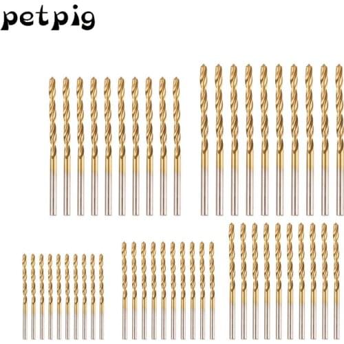 50Pcs High Speed Steel Drill Bits Set Tool Mini Drill Kit Titanium Coated Drill Bits 1/1.5/2/2.5/3mm for Electrical Drill Tools