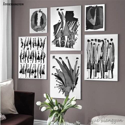 Wall Decor Black and White Abstract Wall Art Human Relations Nordic Posters and Prints Wall Pictures for Living Room Decoration