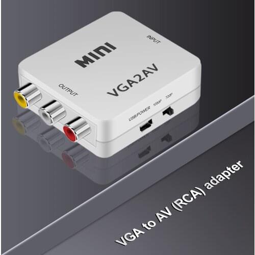 Newly 3.5mm Mini AV2VGA VGA2AV Conversor Audio RCA To VGA Video Converter Audio AV VGA Converter For PC to TV HD Computer to TV