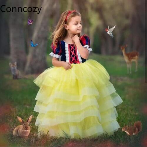 2021 New Fluffy Dress Princess Cake Dress Long Dress Child Long Dress Snow White Tutu Cosplay Costume Princess Party Dress Girl