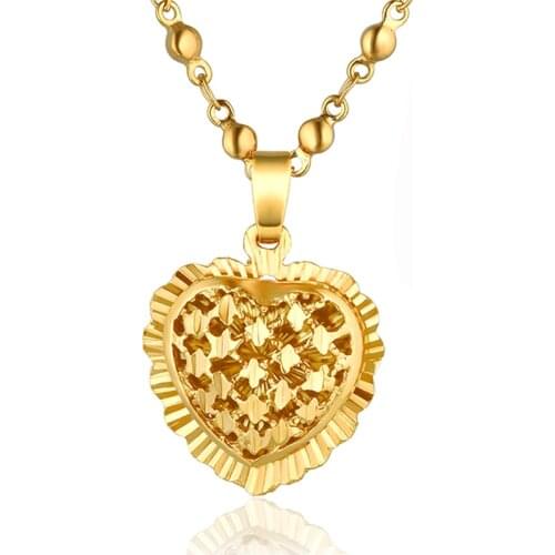 New Costume Jewelry Gold Silver Color Heart Pendant Charm Necklaces For Women lovers Gift