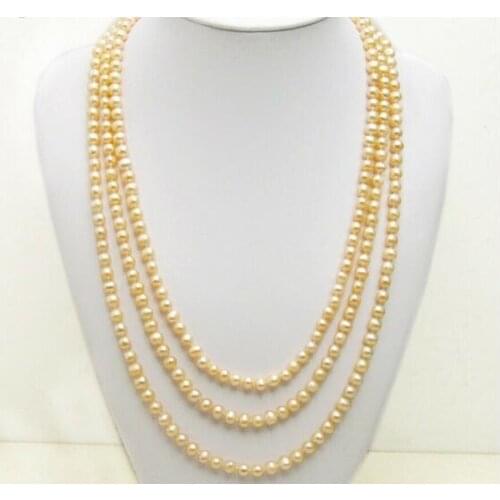 Natural Pearl Trendy Women Necklace with 6-7mm Pink Pearl 80'' Necklace