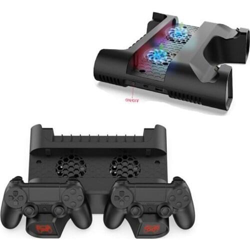 For PS4 Cooling Fan Heat Sink Base Vertical Charger Stand Dual Controller Charging Dock for PS4 PS4/SLIM/PRO