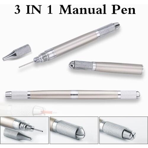 3 In 1 Tattoo Manual 3D Eyebrow Pen Machine Professional Microblading Tebori Pen Eyebrow Permanent Makeup Tattoo Kit Accessories