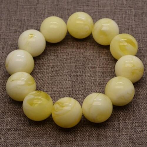 Russian white honey wax Ball Bracelet chicken oil yellow hundred flowers honey cloud pattern men and womens Amber Bracelet
