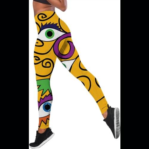 CLOOCL Bohemian Style Eyes Sexy Yoga Suit Leggings Sportswear 3D Printing Womens Slim Fitness Sports Suit
