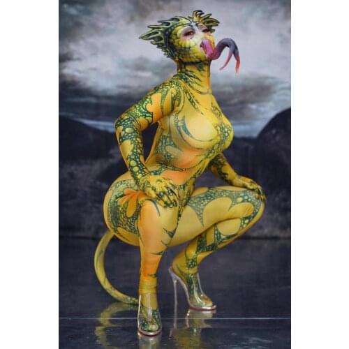 Sexy women stage dance bodysuit Lizard female jumpsuit Nightclub party Halloween cosplay party costume