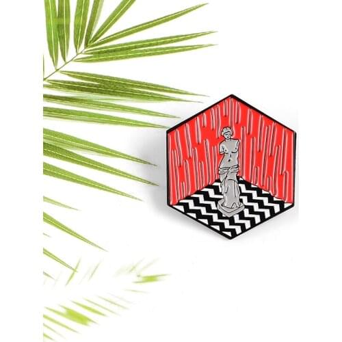 Hexagon shiny stage body art statue enamel pin classical exotic personality metal badge woman clothes jewelry brooch gift