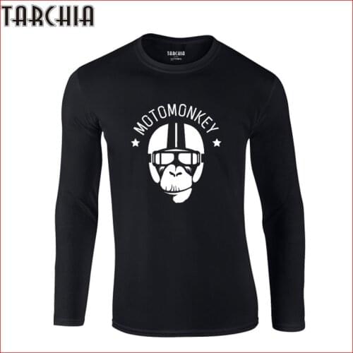 TARCHIA Brand Free Shipping Eur Size Long Sleeve Men T-Shirt 100% Cotton Plus Size Mens Tee Fashion Tee Moto Monkey 2021