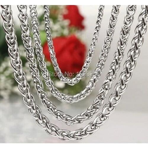 Choose 4mm/ 6mm Lot 5 Meters Stainless Steel High Quality Wheat Braid Link Chain Jewelry Finding /Marking Chain DIY