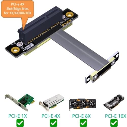 High Quality PCI-e PCI Express 4X to 1X Extension cable( dual vertical 90 degrees direction)