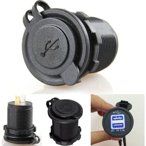 Dual USB Charging 5V 1A 5V2.1A Motorcycle Cigarette Lighter Power Charger Adapter Socket for Mobile Phone Tablet