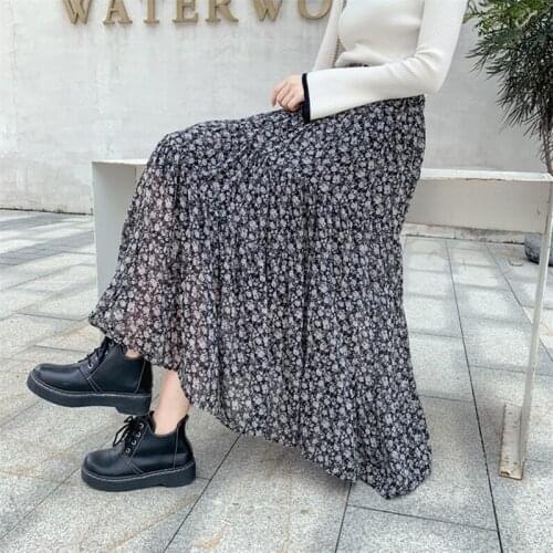 2020 Summer Casual Boho High Waist femme Skirts Women Fashion Ruffled Floral Print Beach Long Skirt Plus Size Vestido m-7xl