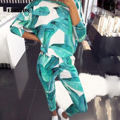 ELSVIOS Casual lady Tracksuit Autumn 2Pcs set Women Hoodies Long Pants Animal Print Homewear Casual O neck long sleeve Suit Sets