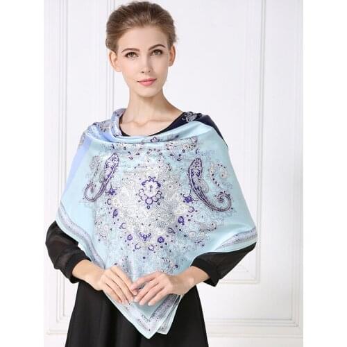 Silk Scarf Women 110*110 New 2020 Large High Soft Squares Decorative Multi-Functional Head Scarf Ladies Scarves F536