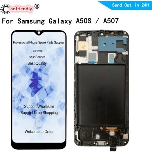 AMOLED LCD Display For Samsung Galaxy A50S SM-A507FN A507F A5070 LCD Display Screen Touch Panel Digitizer With Frame Assembly