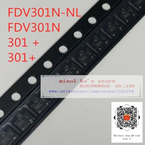 [ 10pcs/1lot ]100%New original: FDV301N-NL FDV301N 301 + 301+ - MOSFET N-Channel 25V 220MA SOT-23/TO-236-3/SC-59/SOT-23-3