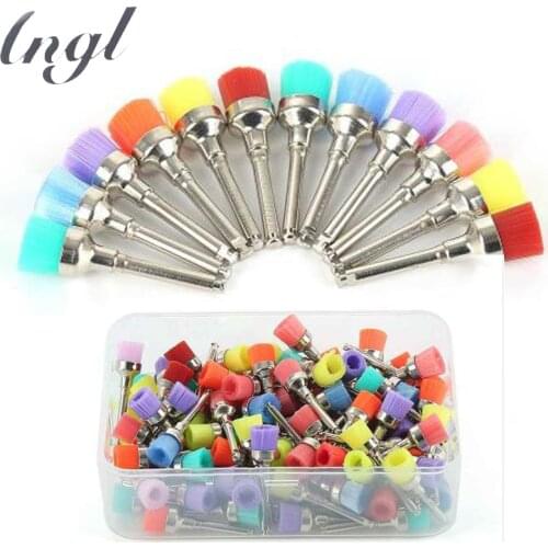 100Pcs/box Dental Lab Materials Colorful Nylon Latch Small Flat Polishing Polisher Prophy Brushes Dentist Products Tools