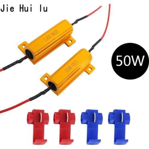 2pcs 50w Load Resistors LED Flash Rate Turn Signals Light Indicator Controllers Brake Running Motorcycle For 12V Cars
