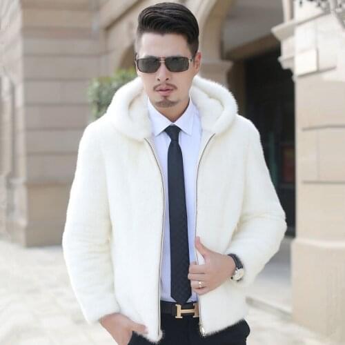 2021 New Fashion Autumn Winter Men Faux Fur Mink Jacket Solid Color Warm Outwear Fluffy Coat Male Plus Size Casual Overcoat W33