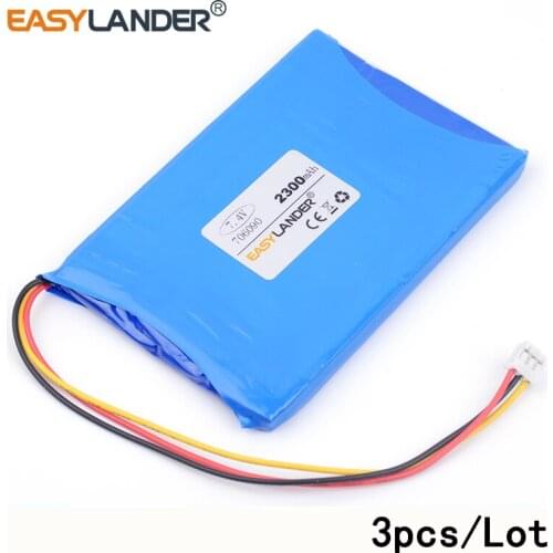 3pcs /Lot 706090 2300mah 7.4 V lithium Li ion polymer rechargeable battery Sast portable mobile DVD EVD 076090 andorid phone