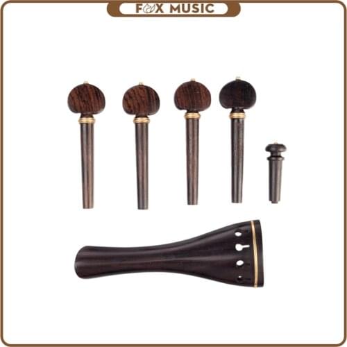 4/4 Tailpiece +Tuning Pegs+Endpin Ebony Wood Violin Fiddle Set Replacement Black Violin Accessories Cooper Decoration