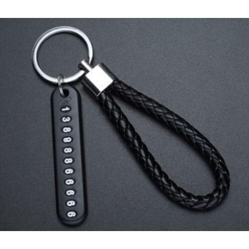 4 Colors Anti-Lost Phone Number Plate Car Keychain Pendant Auto Vehicle Card Keyring Key Chain for Men and Women