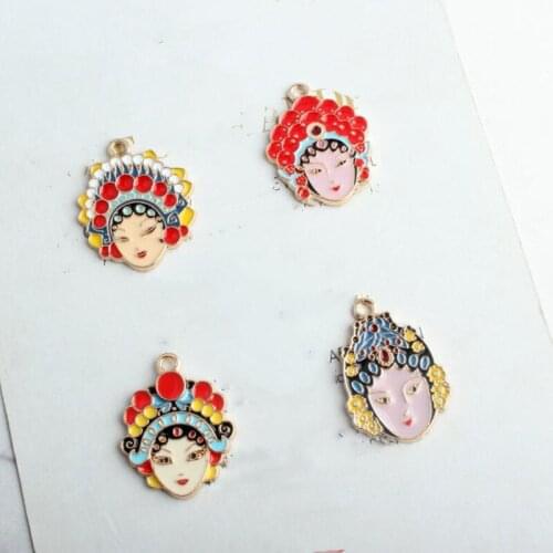 Alloy Enamel Chinese Peking Opera facial makeup Charm For Jewelery Making Crafting Earring/Necklace/Bracelet Pendant 5pcs y1518