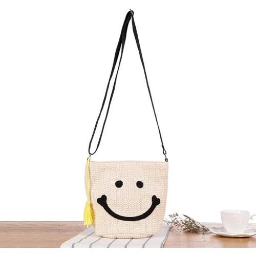 Aaby Casual Straw Bucket Bags 2021 Women Summer Messenger Bag Rattan Bags Beach Lady Travel Purses and Handbags Shoulder Bag