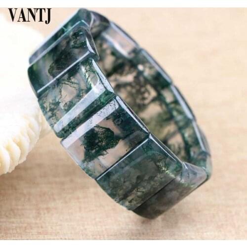 VANTJ Natural Water Grass Agate Moss Agate Bracelet Natural Gemstone Real jade Fine Jewelry For Lovers Men Women Gift