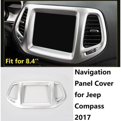 For Jeep Compass 2017 Interior Decoration ABS Navigation Panel Silver Cover
