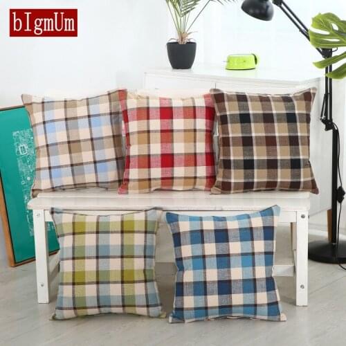Checks Polyester Pillow Case Home Office Geometric Pillowcase Cover Waist Lattice Simple Pattern Throw Pillow Case 45x45cm New
