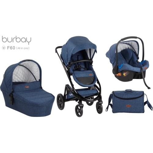 Burbay baby stroller with car seat carry cot and mamabag 3 in1