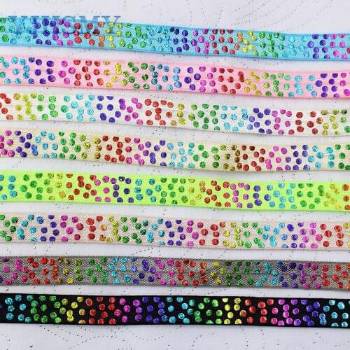 E-20508-1005 16mm Laser gradient dot Elastic Ribbon Printed, DIY handmade accessories, packaging decorative ribbon