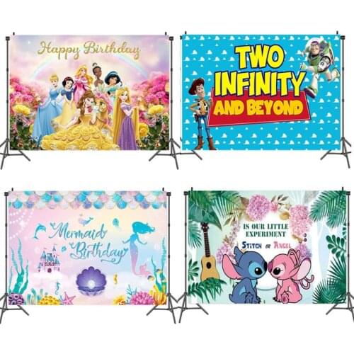 Disney Backdrop Stitch or Ange Gender Reveal Newborn Photograpfy Props Photo Background Party Decoration Home Decor Supplies