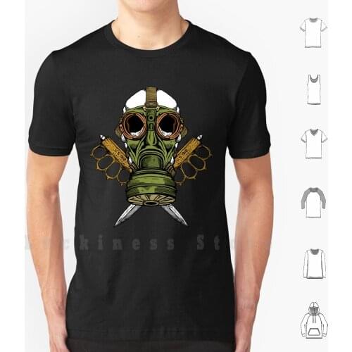 Gas Mask And Trench Knife T Shirt Big Size 100% Cotton Mask Gas Mask Skull Knife Trench Knife Zug World War Ii World War 2 Wwii