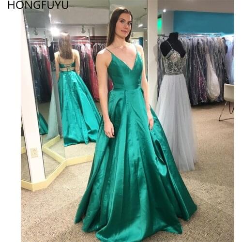 HONGFUYU Sleeveless Custom Prom Dresses 2020 Satin Formal Evening Gowns Women Party vestidos de fiesta largos elegantes de gala