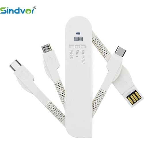 3 in1 Data USB Cable for iPhone Swiss Army Knife Shaped Fast Charger Charging Cable USB C Cable For Xiaomi Samsung Android Phone