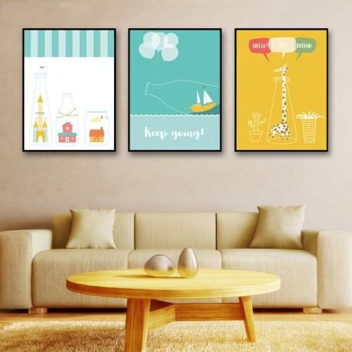 Nordic Style Cartoon Cute Milk Gift Canvas Paintings Modern Living Room Wall Decor Posters Printing Creative Pictures Art