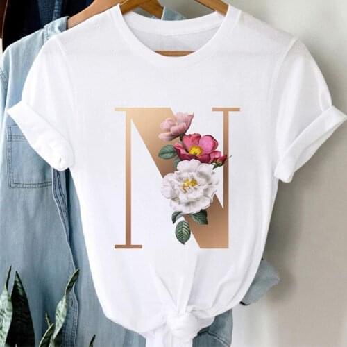 Summer T-shirts 26 Letter Customization T-shirt Ladies Fashion Top Female Casual Women Clothing Short Sleeve t-shirt femme