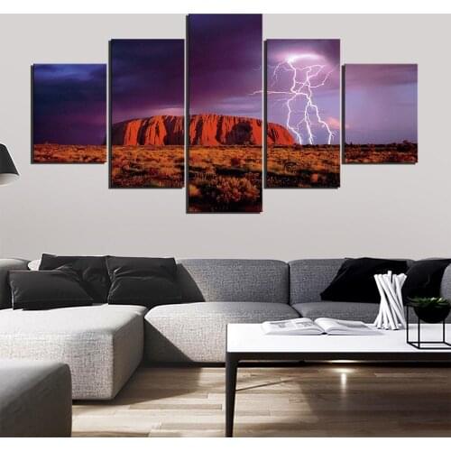 Lightning Thunderstorm Pictures Poster Canvas 5 Panels Painting Print on Wall Art Picture for Home Decor
